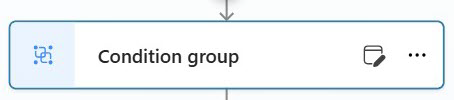 Schermata di un nodo del gruppo di condizioni nell'area di disegno con le icone di modifica e Altre opzioni.