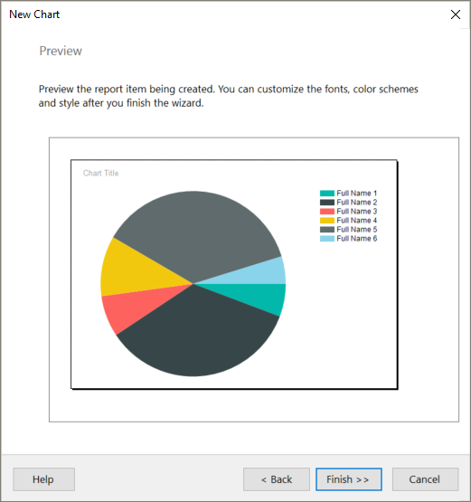 Screenshot del Generatore di Report Anteprima del Nuovo Grafico.