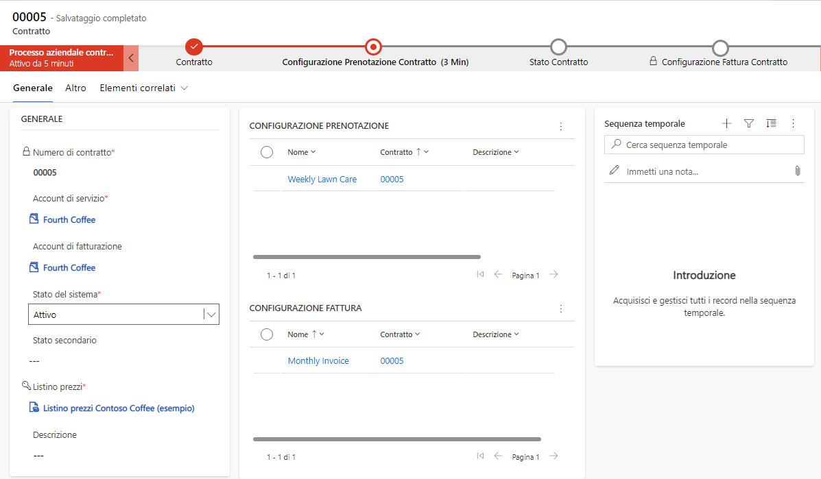 Screenshot che mostra un contratto completato.