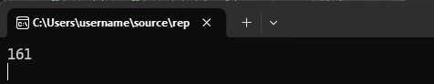 Screenshot di una finestra console che mostra i risultati dell'aritmetica con numeri interi.