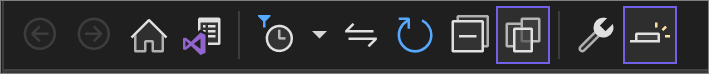 Screenshot della barra degli strumenti di Esplora Soluzioni in Visual Studio.