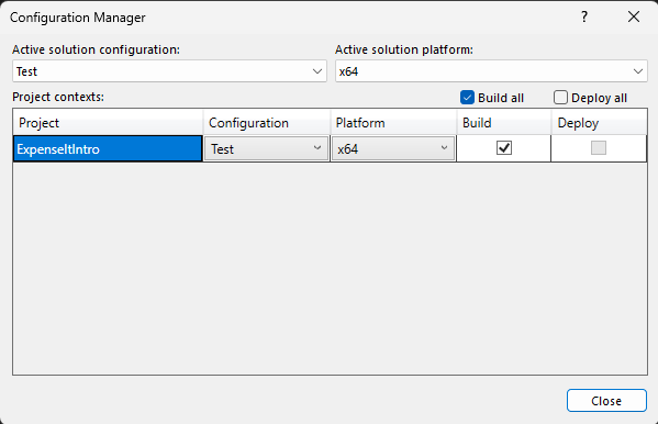 Screenshot di Configuration Manager con configurazione di prova.