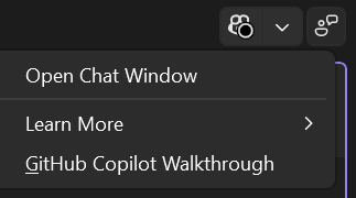 Screenshot del badge di GitHub Copilot in Visual Studio.