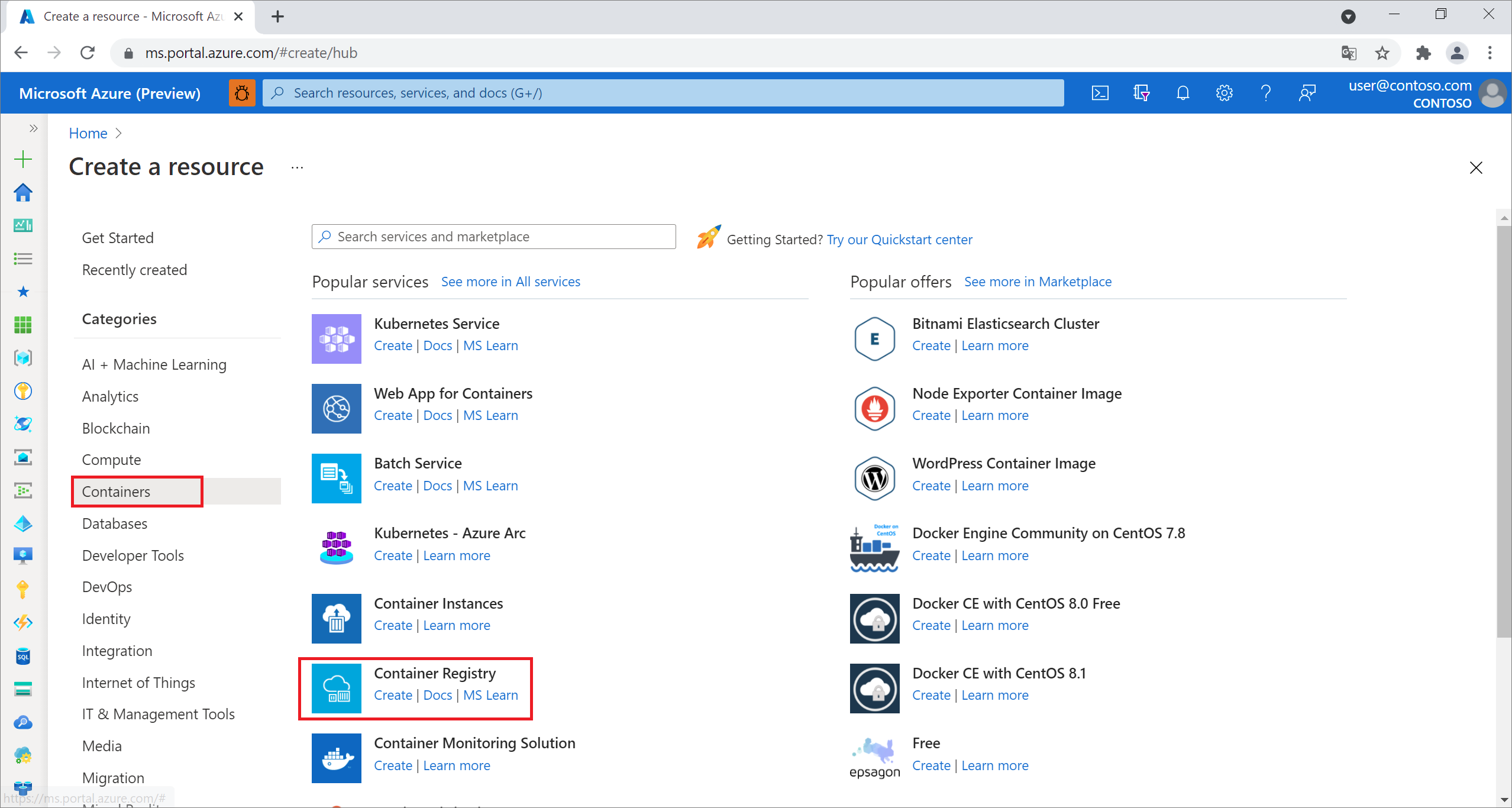 Criar um novo Registro de Contêiner do Azure