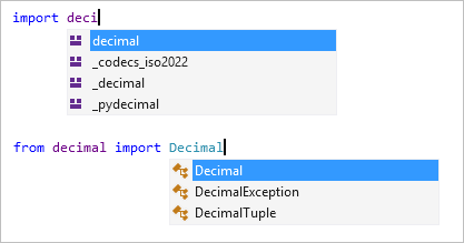 显示 Visual Studio 编辑器中的导入和导入完成的屏幕截图。